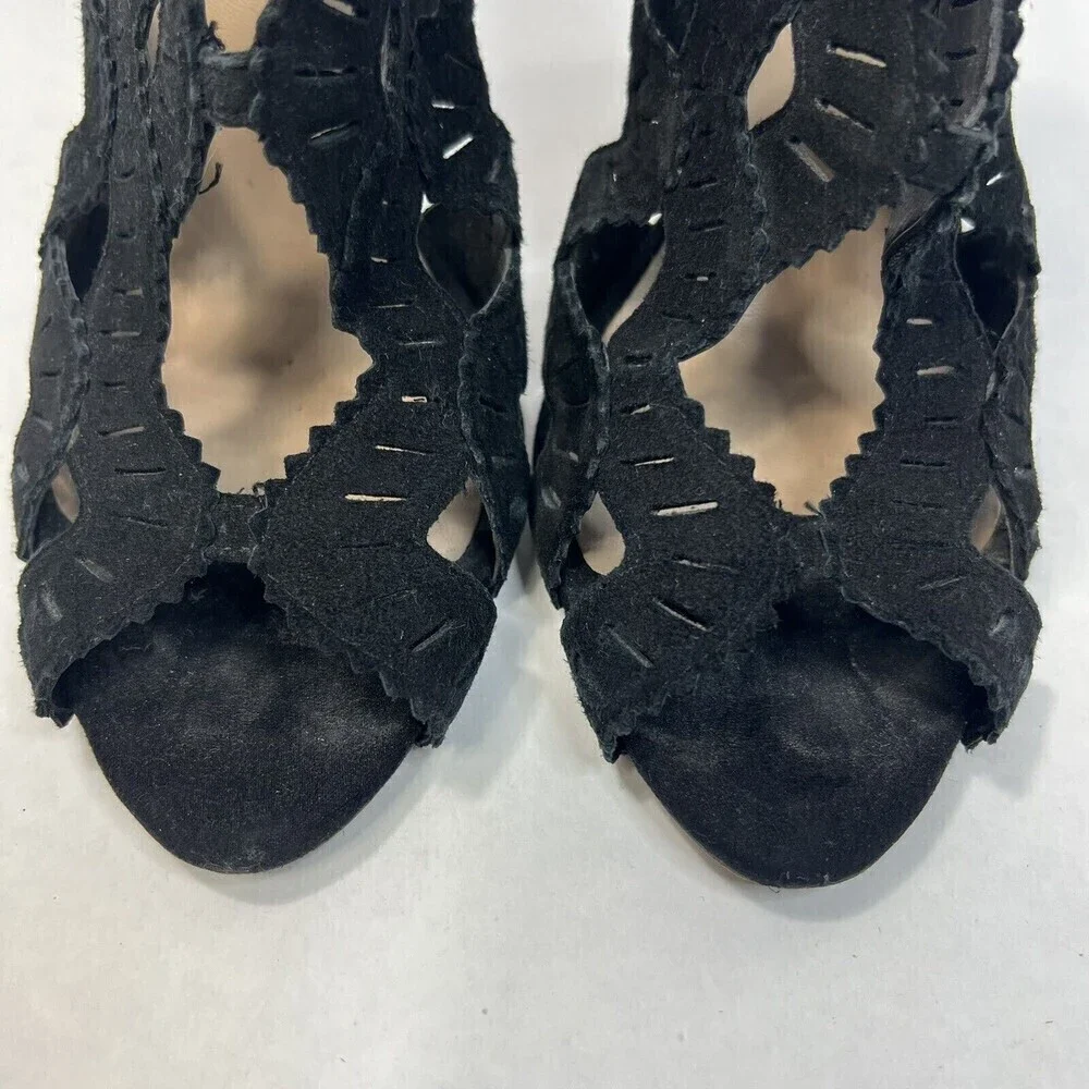 Zara Basic Collection Black Laser Cutout Peep Toe Stiletto High Heels Size 40 - Picture 4 of 11
